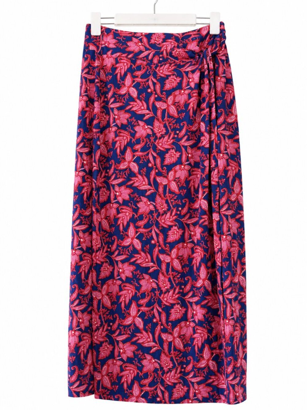 Boden Blue Pink Floral Wrap Midi Skirt US 6R